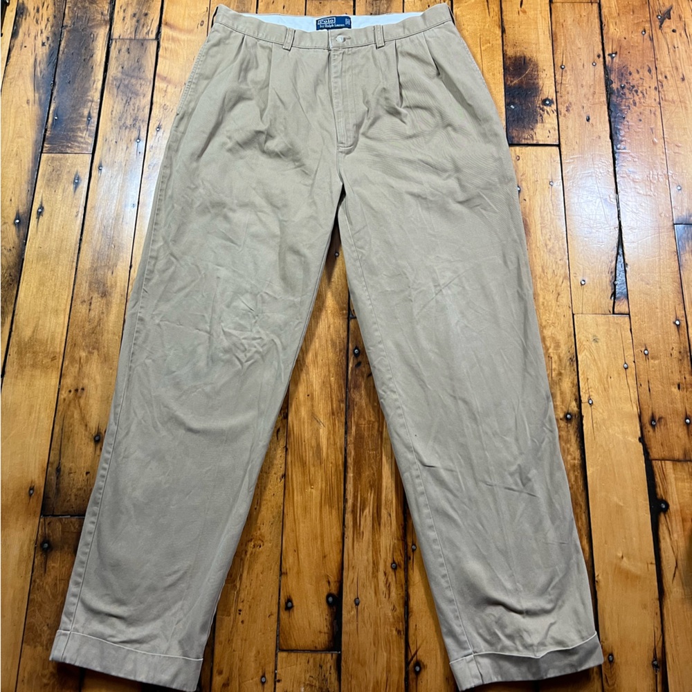 Vintage Polo Ralph Lauren Men’s 36x32 (Fits 34x30) Hammond Pants Khaki Pleated
